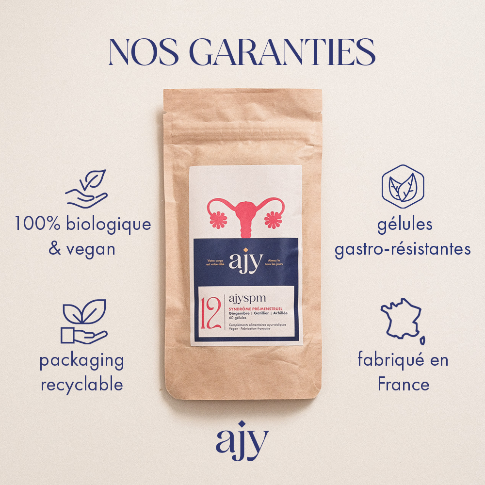 Ayurvéda Joie Yoga AJY Compléments alimentaires Bio Vegan Made in France SPM Règles douloureuses