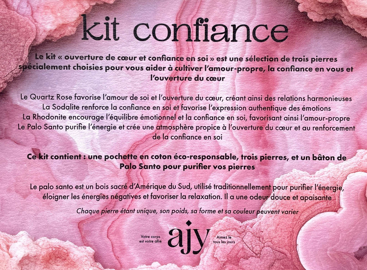 Kit lithothérapie "Ouverture du coeur et confiance en soi"