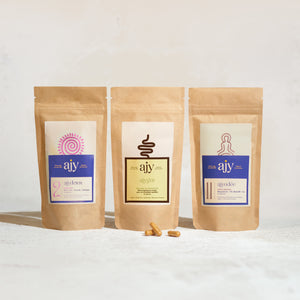 Trio ventre & digestion Ajygut Ajydetox Ajyodée Compléments alimentaires Bio Vegan Made in France