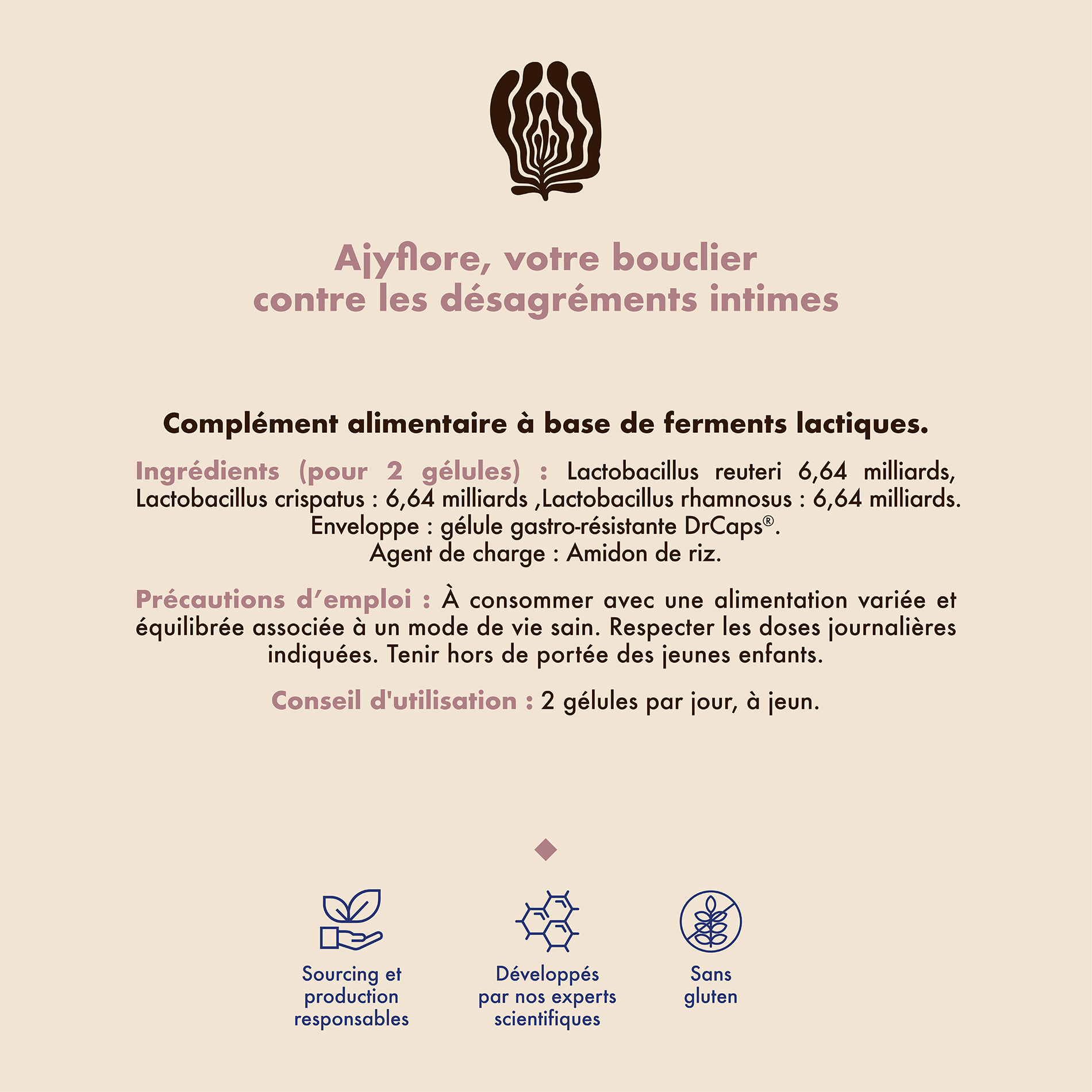 AJY Compléments alimentaires Bio Vegan Probiotiques Flore Vaginale Made in France Vegan 